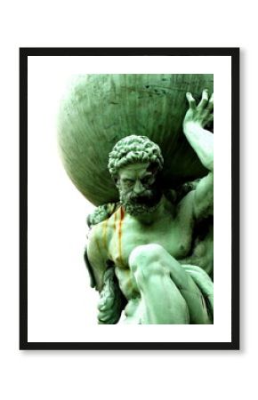 Statue of Atlas  Statue of Atlas isolated on white background.