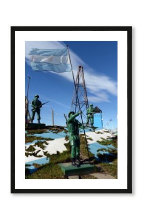 Sculptural composition "the Malvinas Islands belong to Argentina" at the military base of the Argentine Navy in the city of Rio Grande.