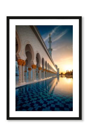 Amazing sunset view at Mosque, Abu Dhabi, United Arab Emirates