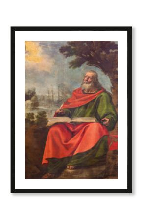 AVILA, SPAIN, APRIL - 19, 2016: The paint of Vision of St. John the Evangelis on the Patmos (Apocalypse) island in Basilica de San Vicente church by unknown artist of 17. cent.