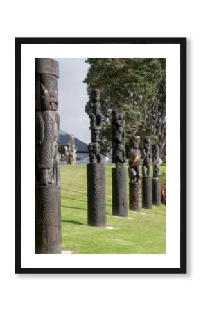 Maori carving style wood statue