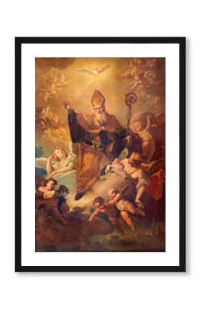 CREMONA, ITALY - MAY 25, 2016: The painting of Saint Benedict in Glory in  in The Cathedral by Giovanni Angelo Borroni (1684 - 1772)
