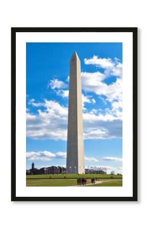 View of Washington Monument in blue sky. Taken in Washington DC, USA.
