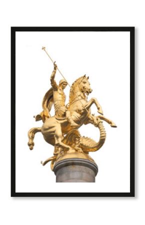 Tbilisi, Isolated Golden Monument of St. George killing the drag