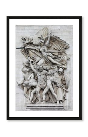 Ornamental sculptures on Arch of Triumph. Paris, France