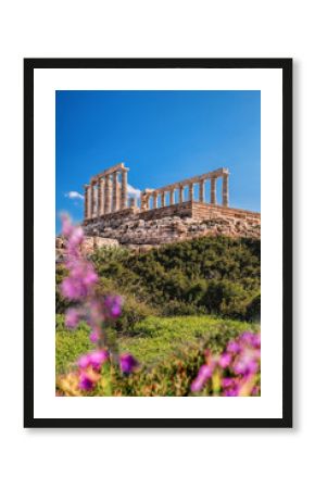 Famous Greek temple Poseidon, Cape Sounion in Greece