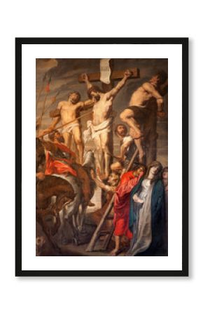GENT - JUNE 23: Christ on the Cross between two Thieves by Pieter Pauwel Rubens (1619 a.d.) in Saint Peter s church on June 23, 2012 in Gent, Belgium.