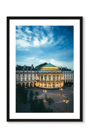 Opéra de la ville de Rennes en heure bleue, Bretagne