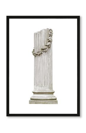 Old stone column isolated on white