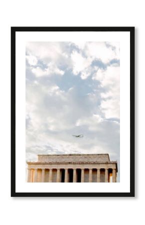 Plane Flies Above Lincoln Memorial 