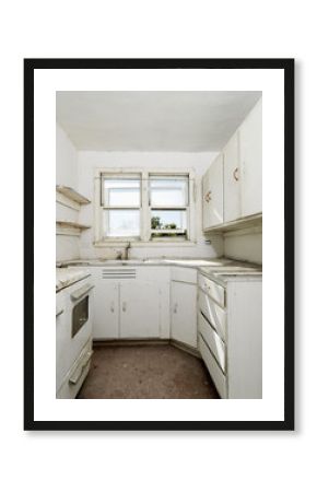 Empty dirty kitchen.