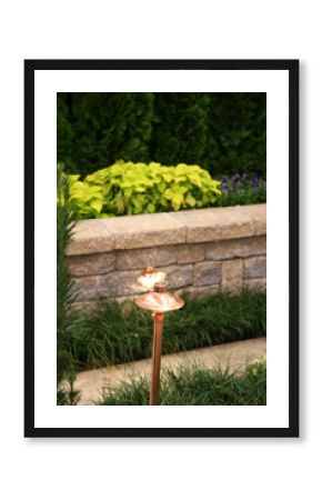 Walkway at a home with rock and grass growing