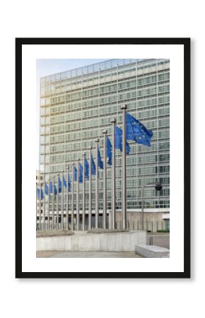 European Union flags in front of the Berlaymont