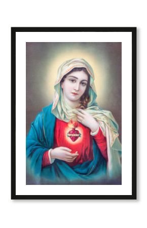 Typical catholic image of heart of Virgin Mary from Slovakia