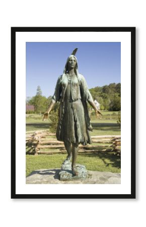 Pocahontas Statue, by William Ordway Partridge, erected in 1922, representing Pocahontas the favorite daughter of Powhatan, who ruled the Powhatan Confederacy. She was born about 1595, probably at Werowocomoco 16 miles from Jamestown and died in Gravesend, England, 1617. Photograph taken on the 400th anniversary of the Jamestown Colony, May 2007.