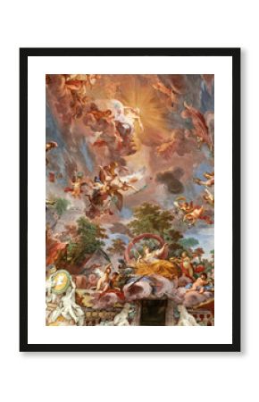 ROME, ITALY - JUNE 14, 2015:  Art painting of ceiling in central hall of Villa Borghese, Rome