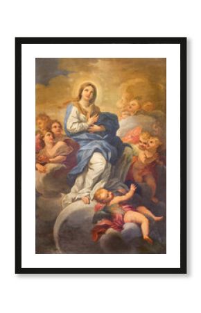 ROME, ITALY - MARCH 9, 2016: The Immaculate Conception painting in church Chiesa di San Silvestro in Capite by Lucovico Gimignani  (1695 - 1696).