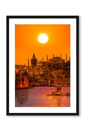 Istanbul Turkey , Maiden tower, Galata tower, Blue mosque, ortakoy mosque