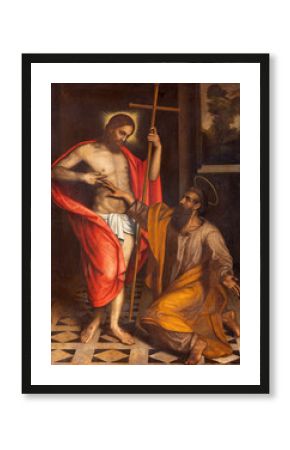 BRESCIA, ITALY - MAY 22, 2016: The painting  The Doubt of St. Thomas in church Chiesa di San Faustino e Giovita by unknown artist of 16. cent.
