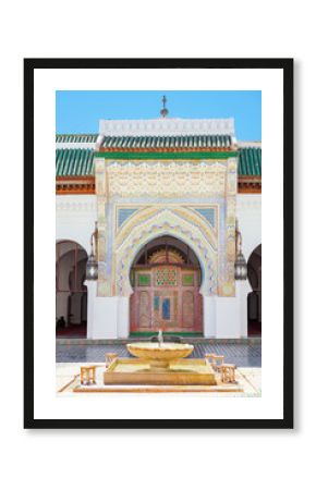 University of al-Qarawiyyin or Al Quaraouiyine in Fez, Morocco. Partial view of the main court