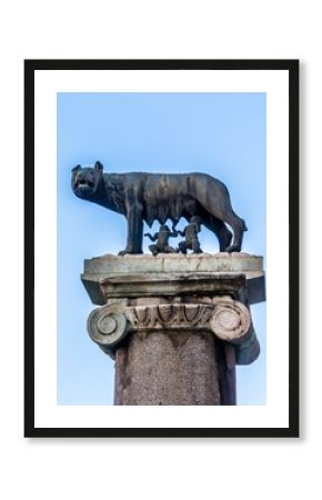 The Capitoline Wolf: Statue of the she-wolf suckling Romulus and