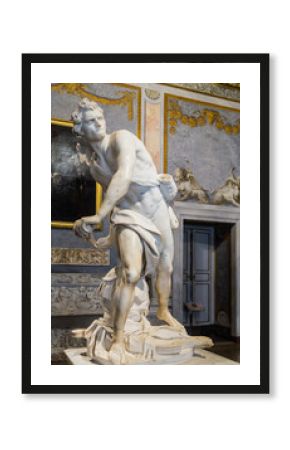 Marble sculpture David by Gian Lorenzo Bernini in Galleria Borghese