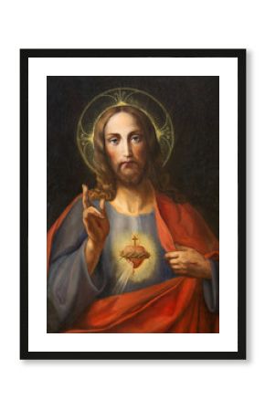 VIENNA, AUSTRIA - DECEMBER 19, 2016: The painting of Heart of Virgin Mary in church kirche St. Laurenz (Schottenfelder Kirche) by unknown artist of 19. cent.) - probably by Leopold Kupelwieser.