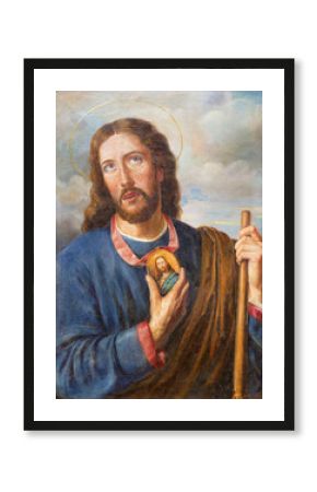 VIENNA, AUSTRIA - DECEMBER 19, 2014: Paint of apostle Saint Jude Thaddeus in church Kirche St. Laurenz (Schottenfelder Kirche) by unknown artist from begin of 20. cent.