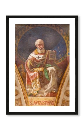 TURIN, ITALY - MARCH 15, 2017:  The fresco of St. Augustine doctor of the church in cupola of church Basilica Maria Ausiliatrice by Giuseppe Rollini (1889 - 1891).