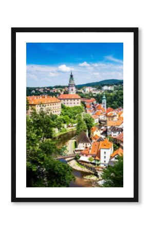 Beautiful view to church and castle in Cesky Krumlov, Czech republic