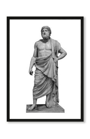 Marble statue of greek god Zeus isolated on white background