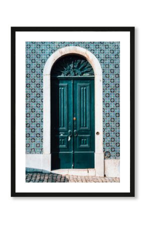 detail of portuguese architecture in Lisbon: Old tradition colorful door of the house in Lissabon, Lisboa Portugal