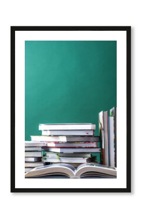 Learning and studying, pile of books , conceptual background