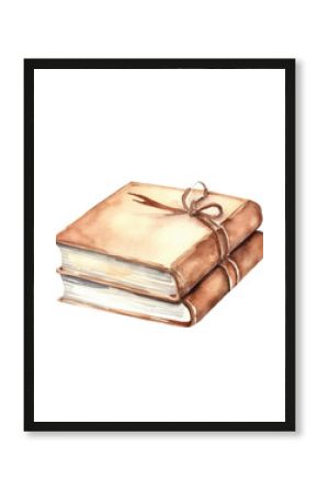 Watercolor books, bookstore image, Generative AI, png image.