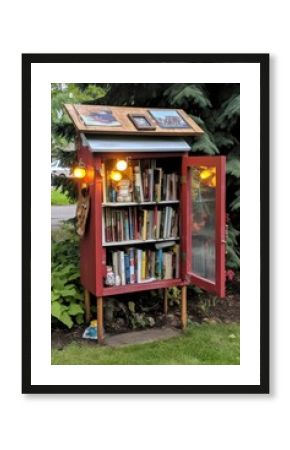 outdoor community library box with books inside