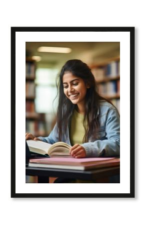 Young indian college girl using laptop