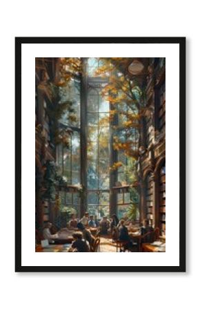 The teachers and students in the library