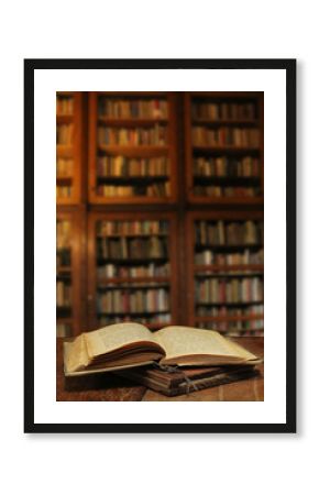 library setting with old books