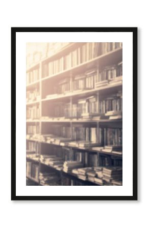 blurred bookshelf in library for your background design