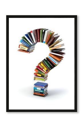 Question mark from books. Searching information or FAQ edication