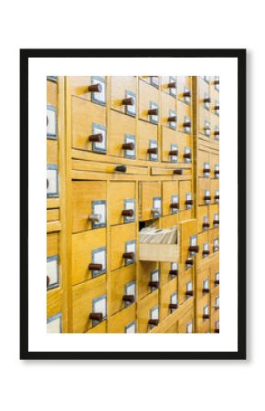 Old wooden card catalogue in library