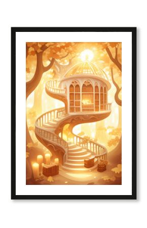 golden spiral library in the forest