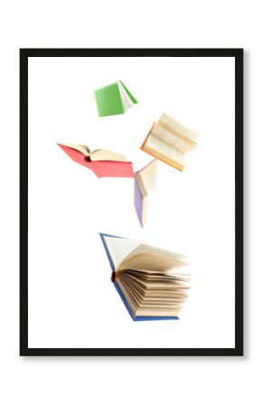 floating books, isolated on transparent background.