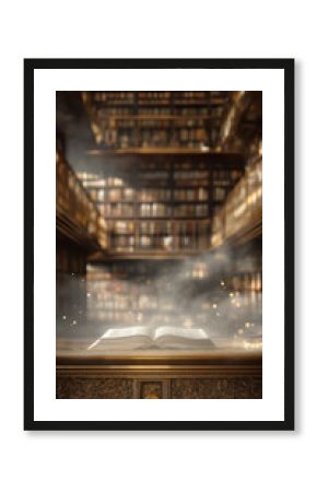 Radiant scared white glowing Bible library manuscript page radiate divine light.