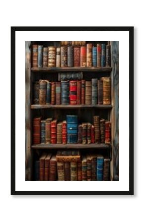 Vintage Bookshelf Filled with Antique Books