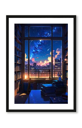 anime style cozy library 4
