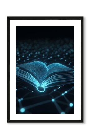 A futuristic digital library concept featuring glowing holographic elements in a visually striking design.