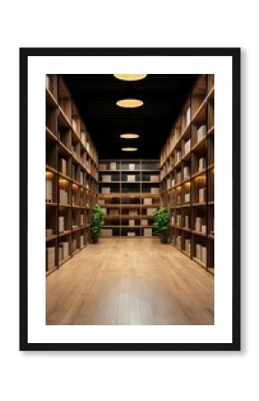 Wooden Bookshelf Corridor