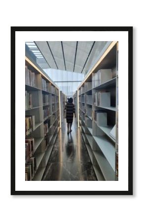 person in library