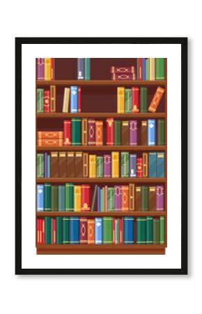 Bookcase vector icon, shelf with books in library